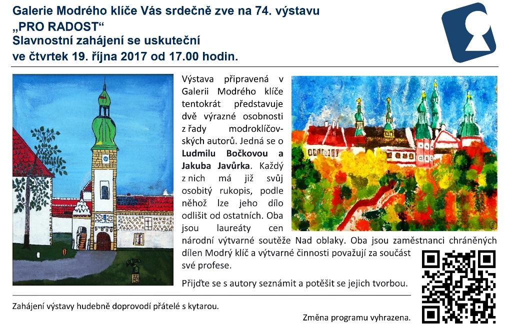 Pozvánka na vernisáž do galerie Modrého klíče