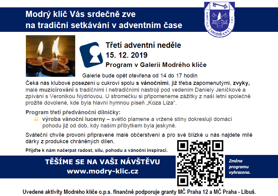 Třetí adventní neděle v Galerii Modrého klíče