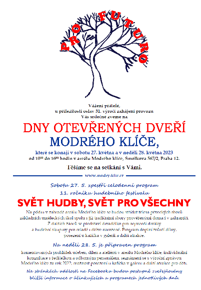 Zveme na dny otevřených dveří a festival hudby 27. a 28. května